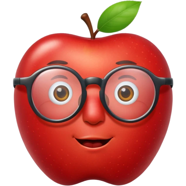 apple with round glasses emoji
