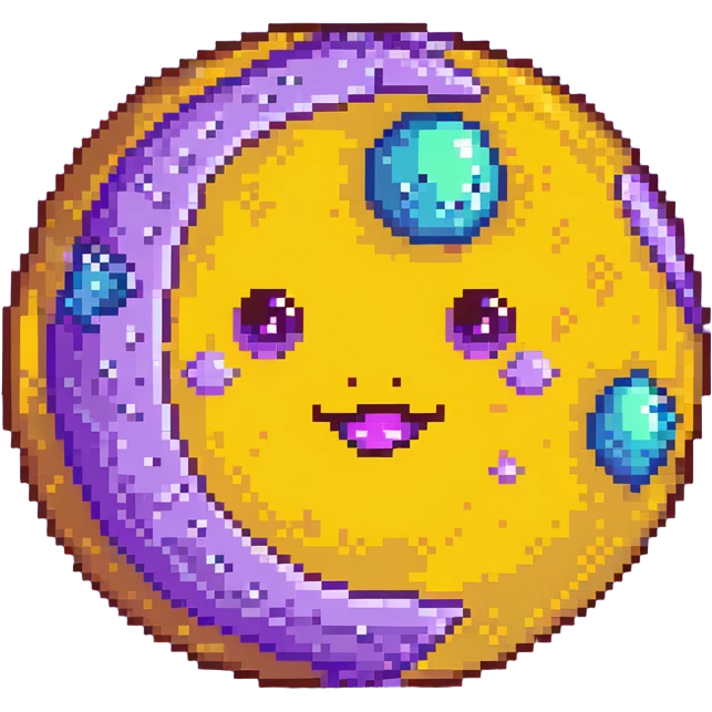 fantasy yellow planet with spots and a cute winking face emoji