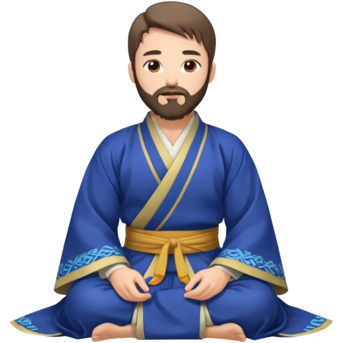 Beautiful man with beard in Hanfu sitting on the ground emoji