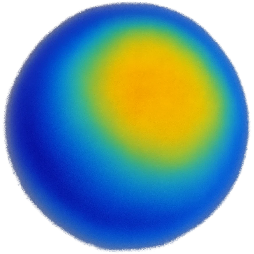 A sphere in thermal camera colors, blue and yellow gradient emoji