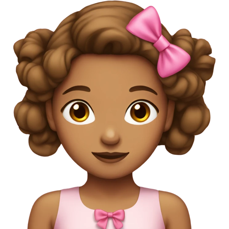 tan skin girl with brown hair with pink bow in hair emoji