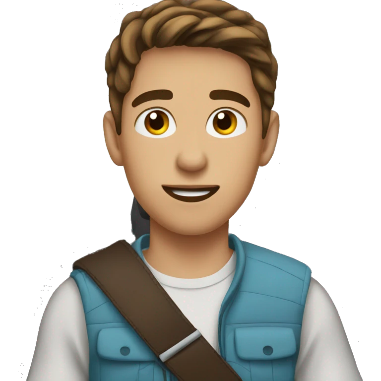 teenager boy with brown eyes and brown hair  in car interior emoji