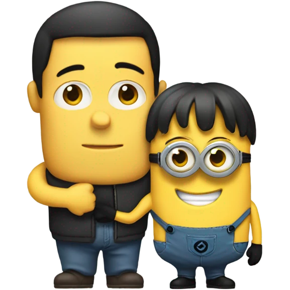 black hair men hugging a minion  emoji