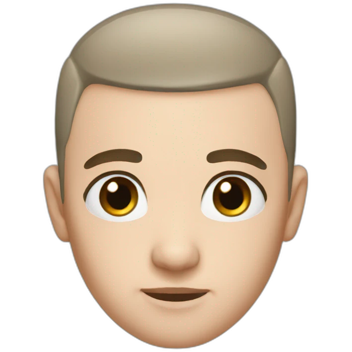shaved head gut blue eyes emoji