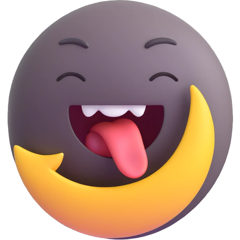 sleepy moon mouth open in a yawn 3D emoji style emoji