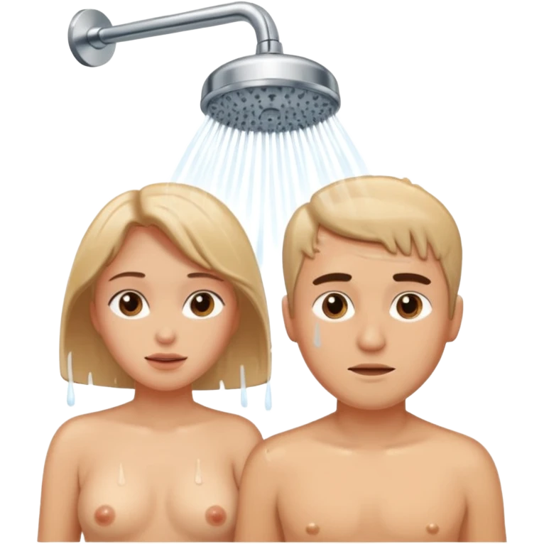 Woman ansman in shower naked emoji