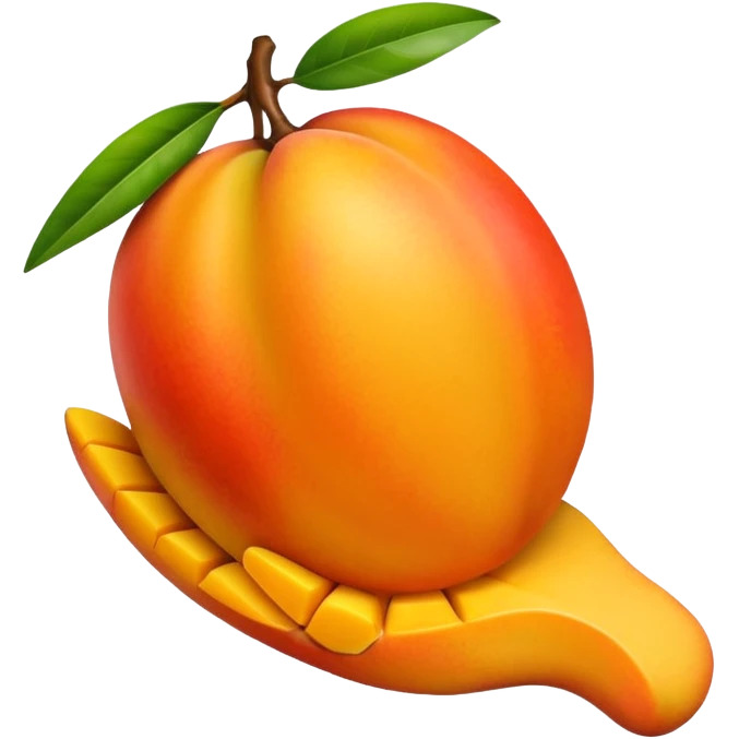 mango in white hand, android emoji style, 🥭✊🏻 emoji