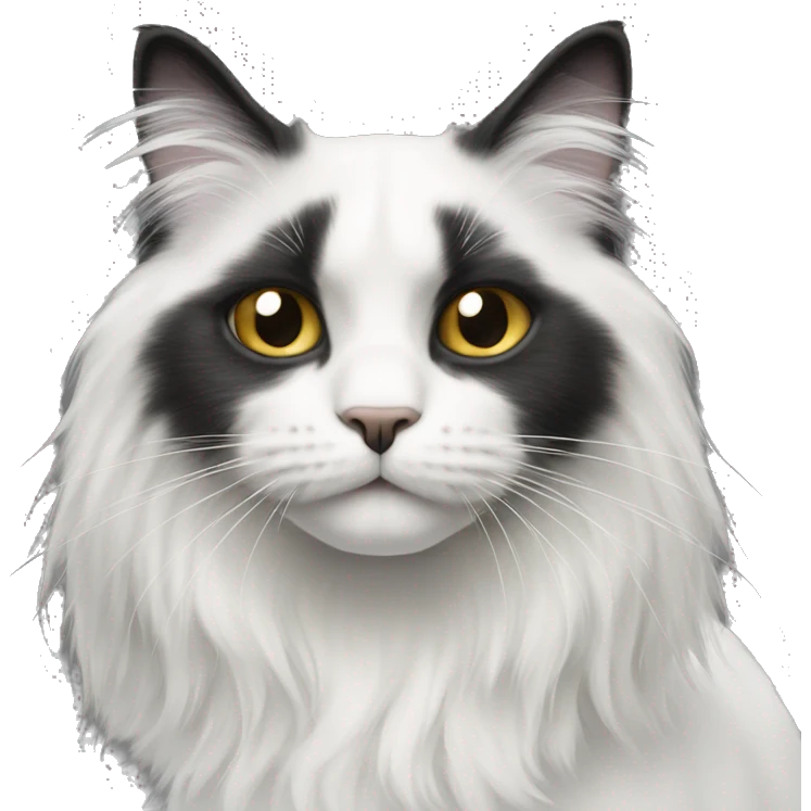half Black and half white long hair cat with black muzzle emoji