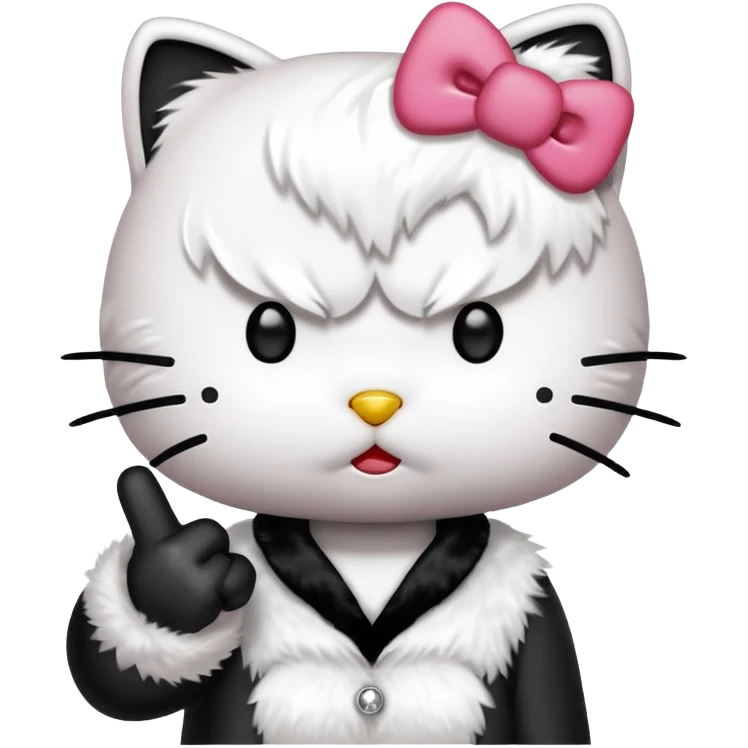 Hello kitty holding up the middle finger emoji