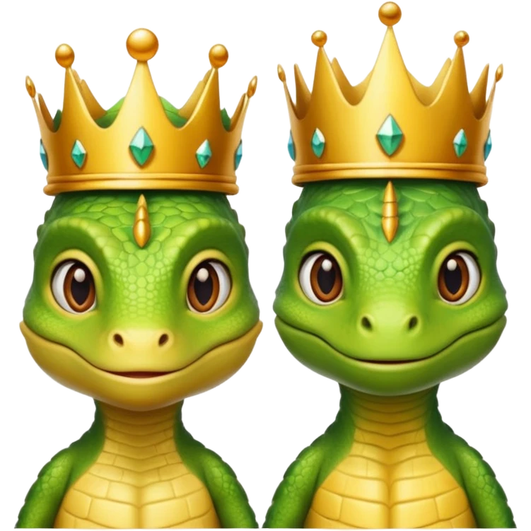 Female and male Lizard with crowns emoji