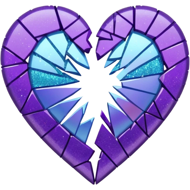 glitter cian and purple broken heart emoji