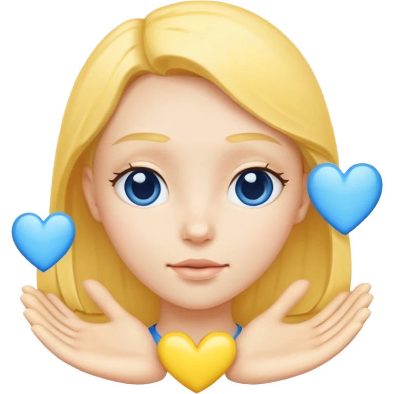 Head yellox of love with blue hearts emoji