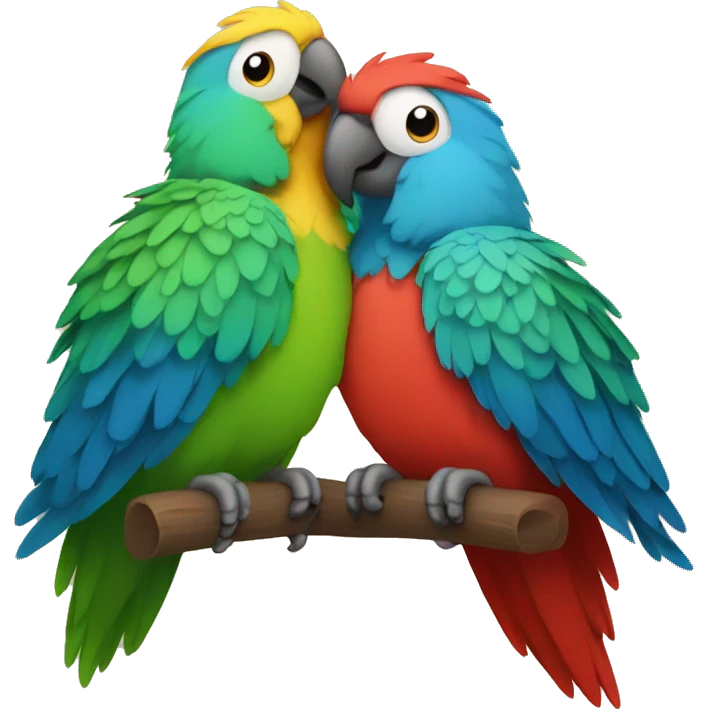 Two parrots hugging emoji