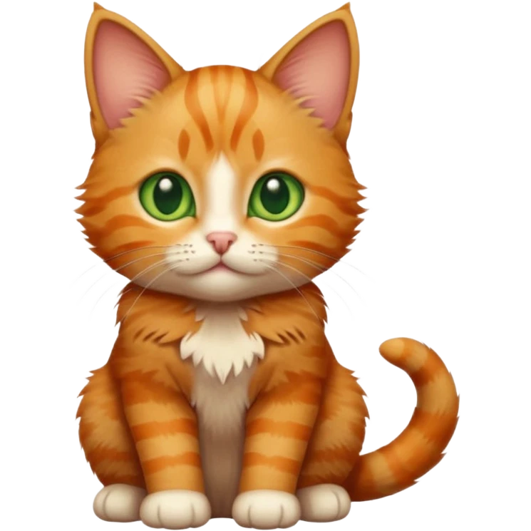 A high-resolution photo-realistic digital illustration of a ginger tabby cat kitten, chest upward emoji