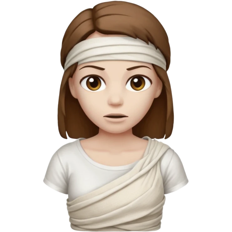 Mummy, his clothes:white T-shirt, brown hair emoji
