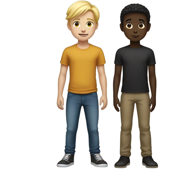 blonde boy with dark-skinned friend emoji