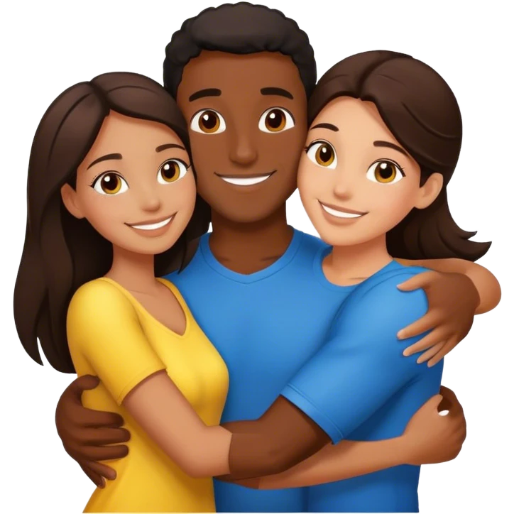 couple hug with warm smiles black latin guy Brazilian brunette girl  emoji