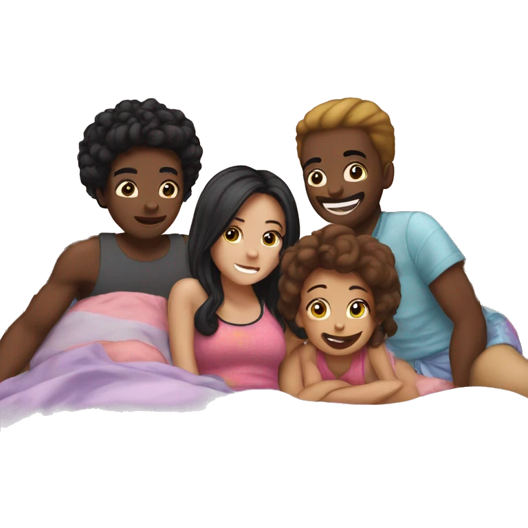 Sleepover with four friends emoji