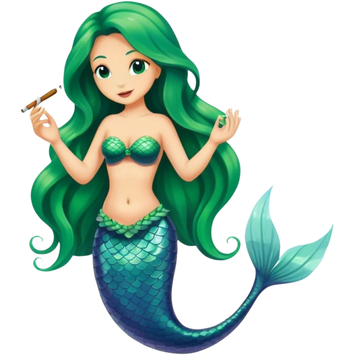 Mermaid smoking weed emoji