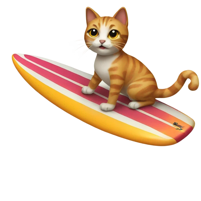 Cat riding surfboard  emoji