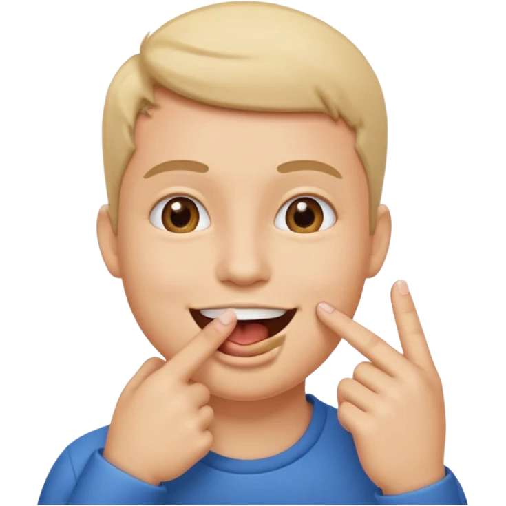 doigt dans la bouche avec un sourire emoji