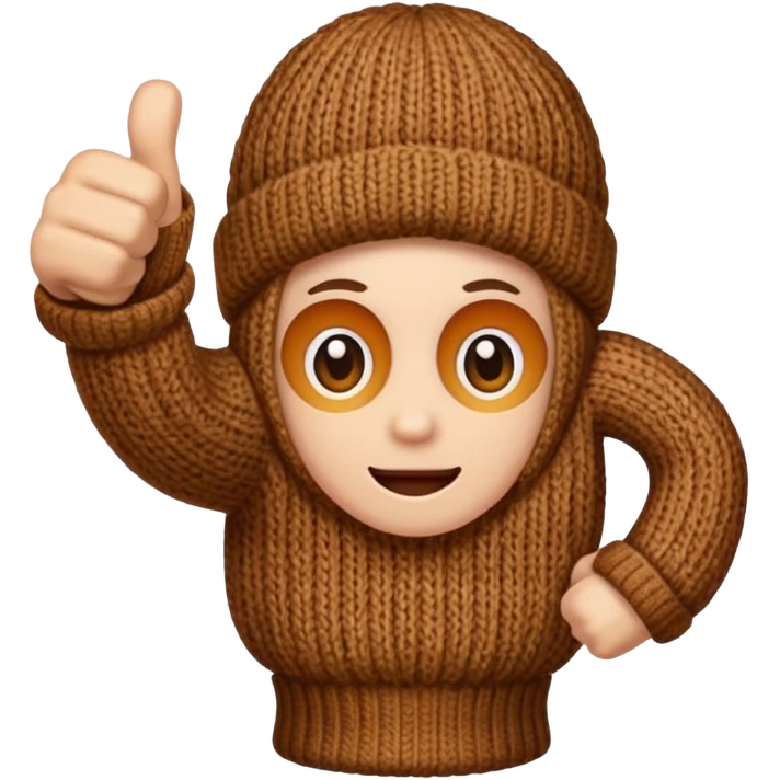 thumbs up fist in brown knit mitten emoji