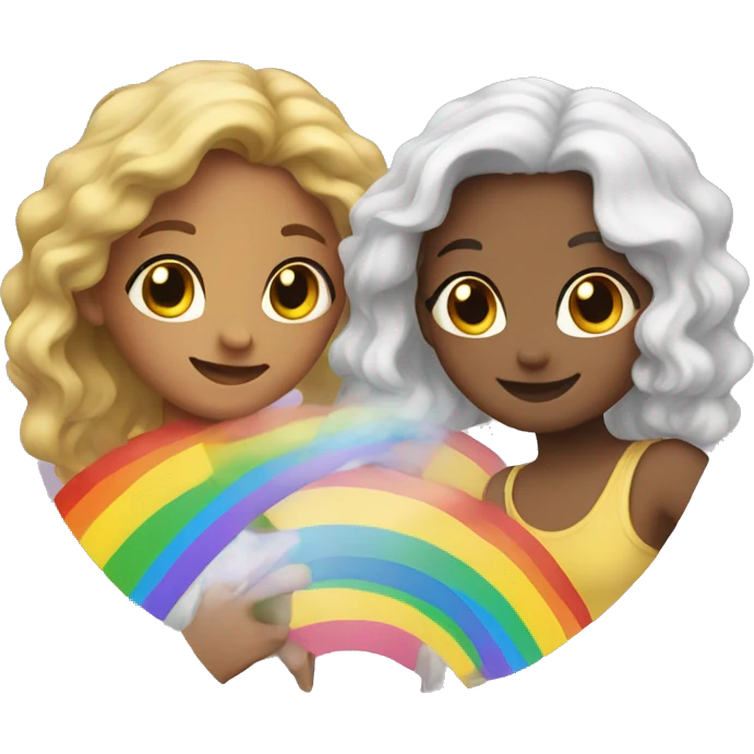 2 girls on a rainbow emoji
