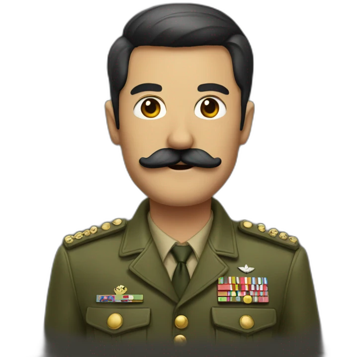 men with military jacket and a square moustache in the center emoji