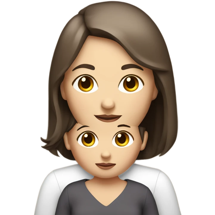 A white skinned mother with a bob hair cut and brown hair holding her white skin and brown hair baby girl emoji
