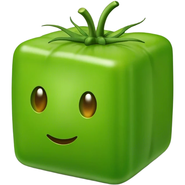 green Cube shaped Tomato emoji