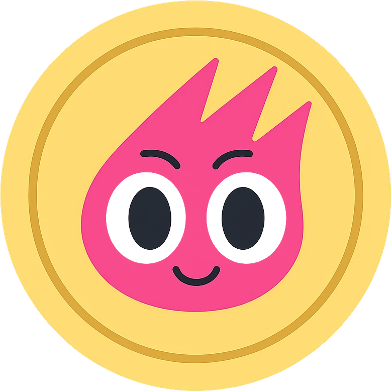 Replace the center of the gold flat token with the mascot head from the provided image, keeping the mascot head in its original colors, centered, no shadows, transparent background, gold flat token with a subtle rim on the coin. emoji