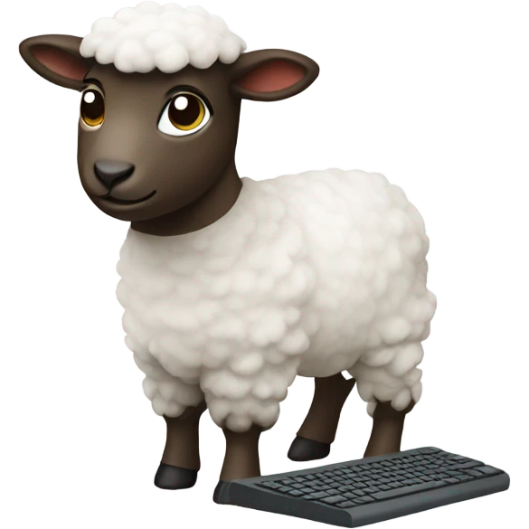 lamb using a computer emoji