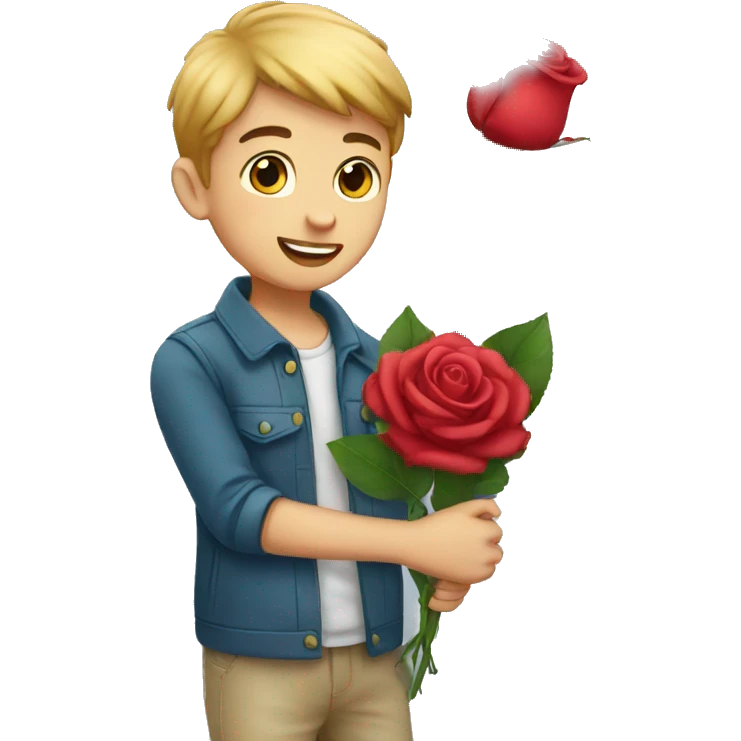 Boy giving rose emoji