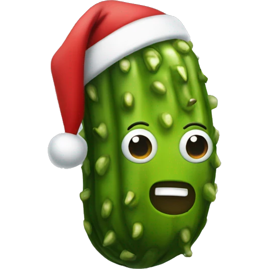 pickle in a santa hat emoji