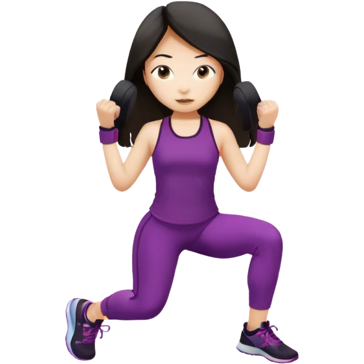 Long hair asian girl working out cute outfit emoji