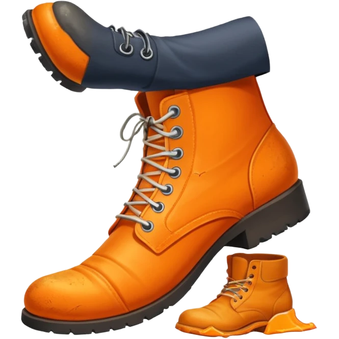Giant orange boot stepping on a office man emoji