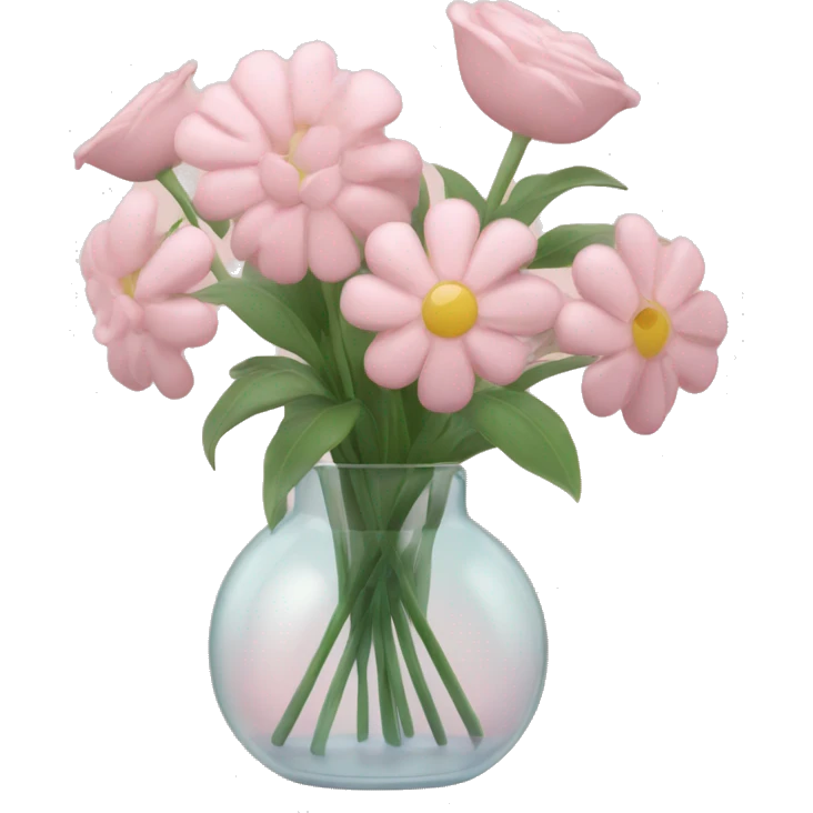 Blush and pastel pink flowers in glass vase emoji