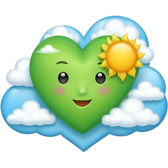 green heart with a sun and clouds emoji