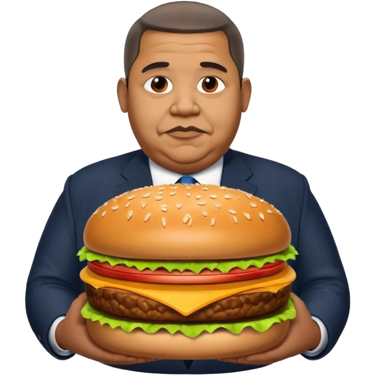 obese obama with giant hamburger emoji