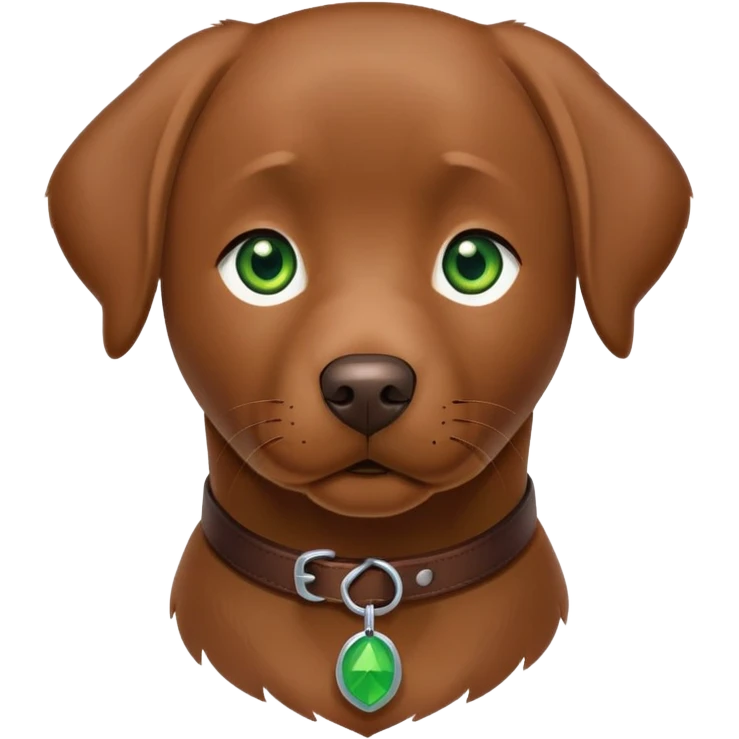 brown labrador with green eyes and brown collar emoji