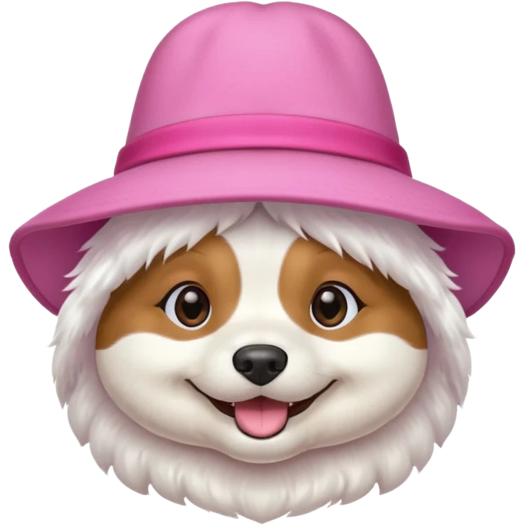 dog wearing big pink hat emoji