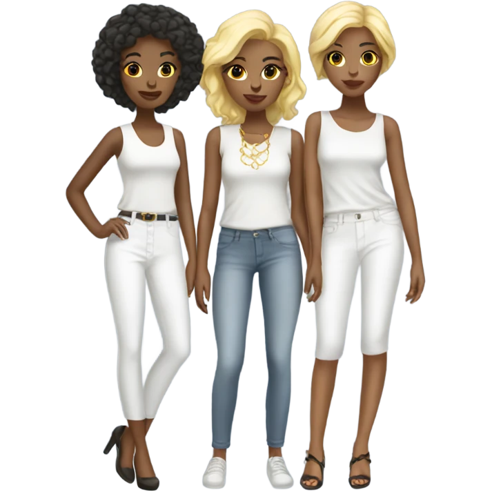 white Fashionable Girls Trio emoji