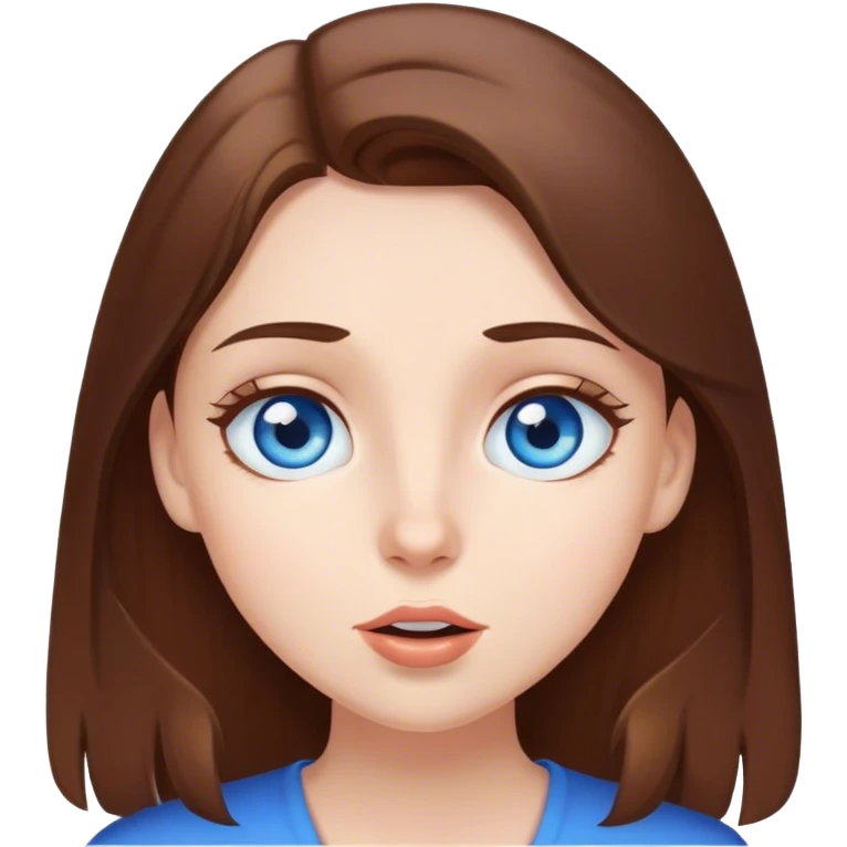 White girl blue eyes brown hair gossiping emoji