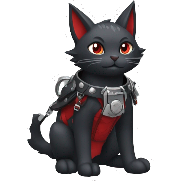 cool edgy black punk red ethereal fantasy nargacuga-bat-cat-Fakemon collar harness full body emoji
