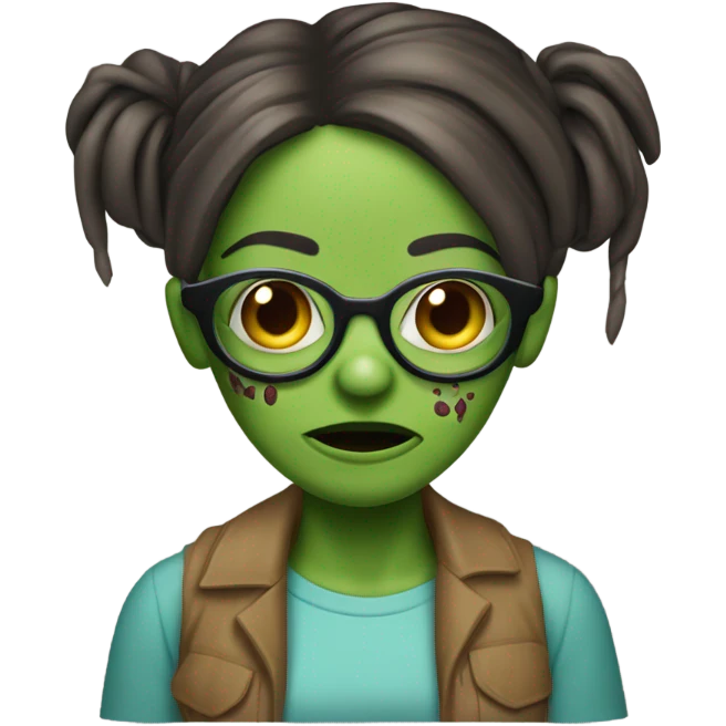 garota zumbi com cabelos castanhos lisos e óculos  emoji