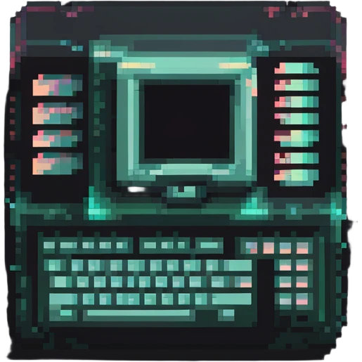 32x32 cyberpunk document file icon with digital glitch effect, retro computer style emoji