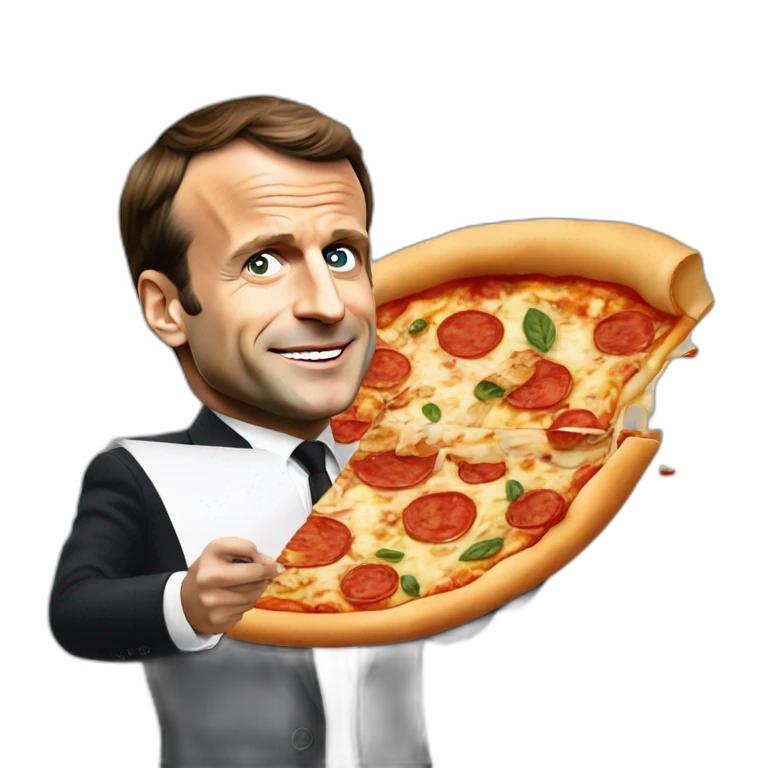 Emmanuel Macron qui mange une pizza emoji