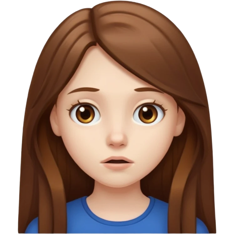 pale girl with long brown hair neutral face shrugging emoji