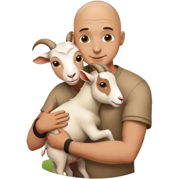 bald guy hugging a goat emoji