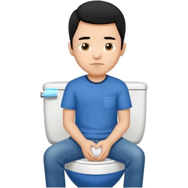 menino de tom de pele médio claro de cabelo preto sentado no vaso sanitário  emoji